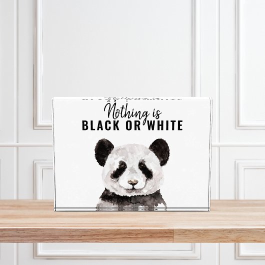 Moderne Panda schwarz und weiß mit Zitat Fotoblock