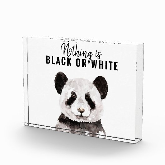 Moderne Panda schwarz und weiß mit Zitat Fotoblock (Rechts)