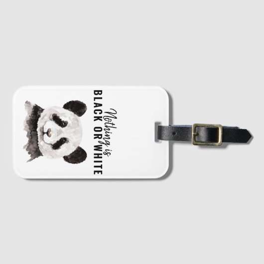 Moderne Panda schwarz und weiß mit Zitat Gepäckanhänger (Vorderseite (Horizontal))