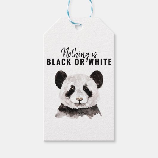 Moderne Panda schwarz und weiß mit Zitat Geschenkanhänger (Vorderseite)