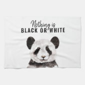 Moderne Panda schwarz und weiß mit Zitat Geschirrtuch (Horizontal)