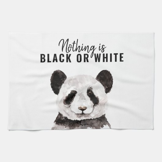 Moderne Panda schwarz und weiß mit Zitat Geschirrtuch (Horizontal)