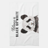 Moderne Panda schwarz und weiß mit Zitat Geschirrtuch (Vertikal)