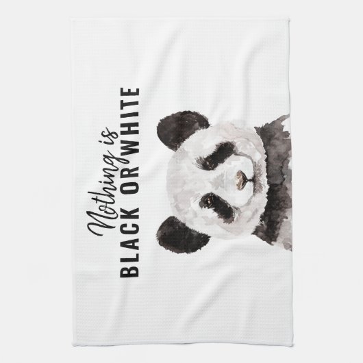 Moderne Panda schwarz und weiß mit Zitat Geschirrtuch (Vertikal)