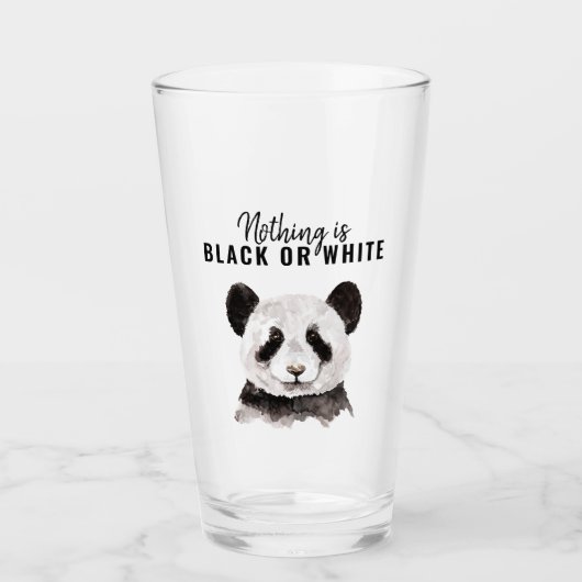 Moderne Panda schwarz und weiß mit Zitat Glas (Vorderseite)