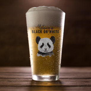 Moderne Panda schwarz und weiß mit Zitat Glas