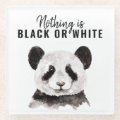 Moderne Panda schwarz und weiß mit Zitat Glasuntersetzer (Vorderseite)