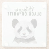 Moderne Panda schwarz und weiß mit Zitat Glasuntersetzer (Rückseite)