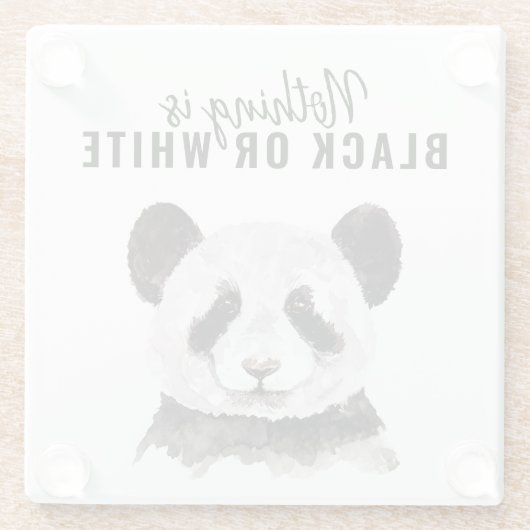 Moderne Panda schwarz und weiß mit Zitat Glasuntersetzer (Rückseite)