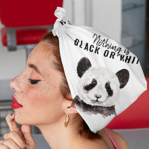 Moderne Panda schwarz und weiß mit Zitat Halstuch