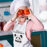 Moderne Panda schwarz und weiß mit Zitat Kinderschürze<br><div class="desc">Moderne Panda schwarz und weiß mit Zitat</div>