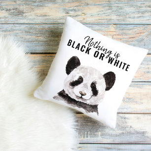 Moderne Panda schwarz und weiß mit Zitat Kissen