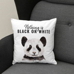 Moderne Panda schwarz und weiß mit Zitat Kissen