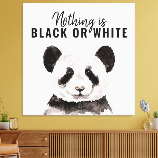 Moderne Panda schwarz und weiß mit Zitat Leinwanddruck (Insitu (Wohnzimmer))