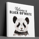 Moderne Panda schwarz und weiß mit Zitat Leinwanddruck<br><div class="desc">Moderne Panda schwarz und weiß mit Zitat</div>