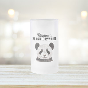 Moderne Panda schwarz und weiß mit Zitat Mattglas Bierglas