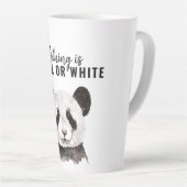 Moderne Panda schwarz und weiß mit Zitat Milchtasse (Rechte Ecke)