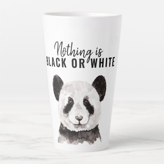 Moderne Panda schwarz und weiß mit Zitat Milchtasse (Vorderseite)
