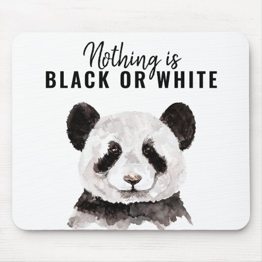 Moderne Panda schwarz und weiß mit Zitat Mousepad (Vorne)
