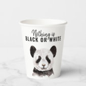 Moderne Panda schwarz und weiß mit Zitat Pappbecher (Rückseite)