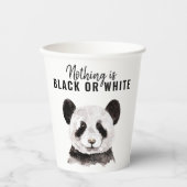 Moderne Panda schwarz und weiß mit Zitat Pappbecher (Vorderseite)