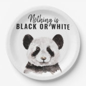Moderne Panda schwarz und weiß mit Zitat Pappteller (Vorderseite)