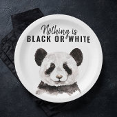 Moderne Panda schwarz und weiß mit Zitat Pappteller