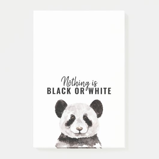 Moderne Panda schwarz und weiß mit Zitat Post-it Klebezettel (Vorderseite)
