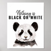 Moderne Panda schwarz und weiß mit Zitat Poster (Vorne)
