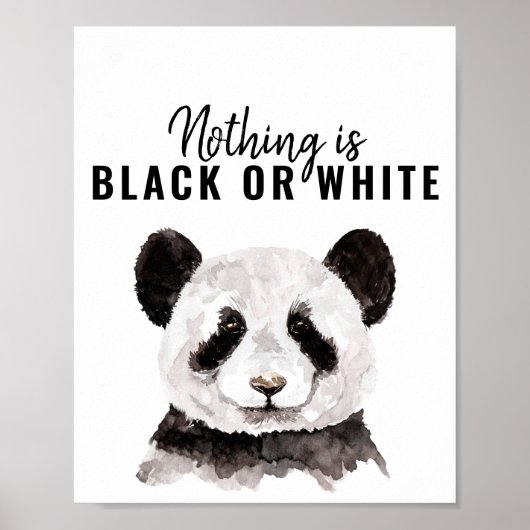 Moderne Panda schwarz und weiß mit Zitat Poster (Vorne)