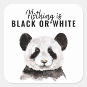 Moderne Panda schwarz und weiß mit Zitat Quadratischer Aufkleber (Vorderseite)