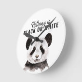 Moderne Panda schwarz und weiß mit Zitat Runde Wanduhr (Winkel)
