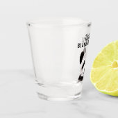 Moderne Panda schwarz und weiß mit Zitat Schnapsglas (Links)