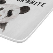 Moderne Panda schwarz und weiß mit Zitat Schneidebrett (Ecke)