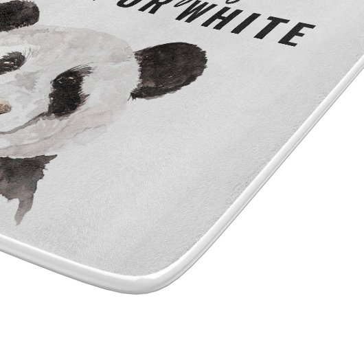 Moderne Panda schwarz und weiß mit Zitat Schneidebrett (Ecke)
