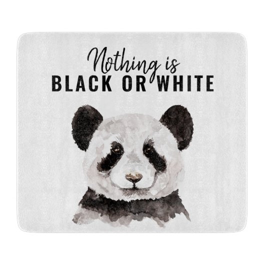 Moderne Panda schwarz und weiß mit Zitat Schneidebrett (Vorderseite)