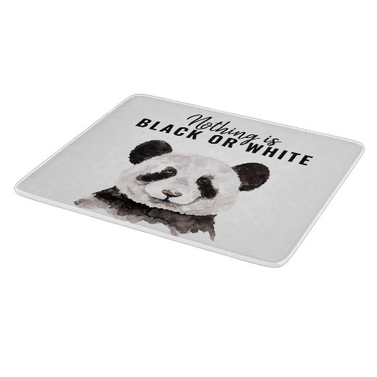 Moderne Panda schwarz und weiß mit Zitat Schneidebrett (Ecke)
