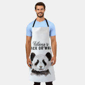 Moderne Panda schwarz und weiß mit Zitat Schürze (Getragen)