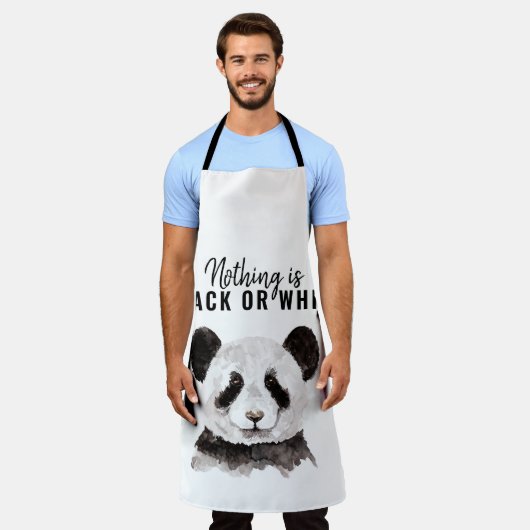 Moderne Panda schwarz und weiß mit Zitat Schürze (Getragen)