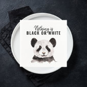 Moderne Panda schwarz und weiß mit Zitat Serviette