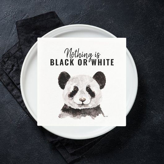 Moderne Panda schwarz und weiß mit Zitat Serviette