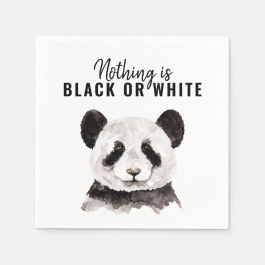 Moderne Panda schwarz und weiß mit Zitat Serviette (Vorderseite)