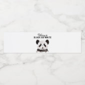 Moderne Panda schwarz und weiß mit Zitat Wasserflaschenetikett (Einzelnes Label)