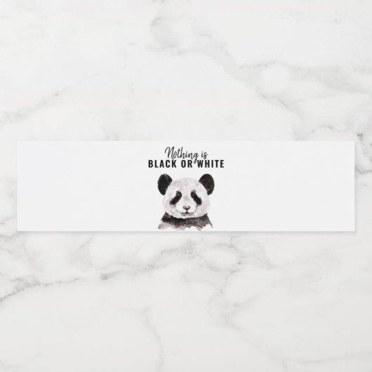 Moderne Panda schwarz und weiß mit Zitat Wasserflaschenetikett (Einzelnes Label)