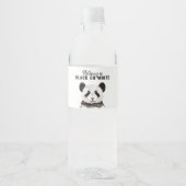 Moderne Panda schwarz und weiß mit Zitat Wasserflaschenetikett (Vorderseite)