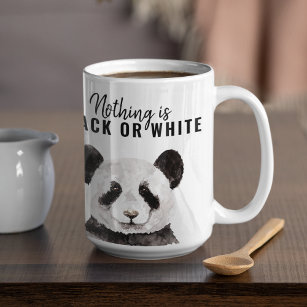 Moderne Panda schwarz und weiß mit Zitat Zweifarbige Tasse