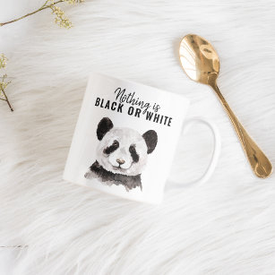 Moderne Panda schwarz und weiß mit Zitat Zweifarbige Tasse