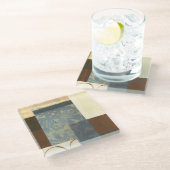 Moderne Panel-Malerei Glasuntersetzer (Schrägansicht)