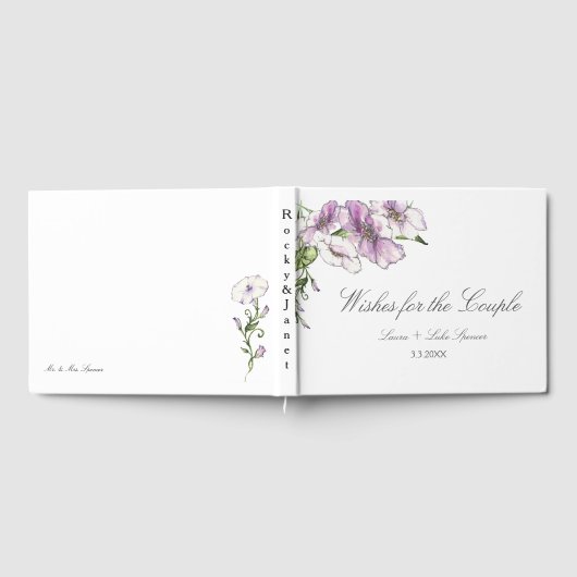Moderne Pansy Wedding Gästebuch (Voll)