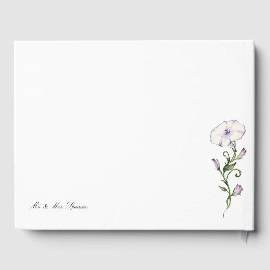 Moderne Pansy Wedding Gästebuch (Rückseite)